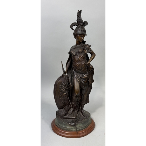 328 - A BRONZE METAL SCULPTURE OF ATHENA
63cms including stand.