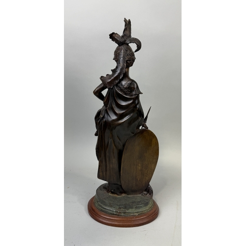 328 - A BRONZE METAL SCULPTURE OF ATHENA
63cms including stand.