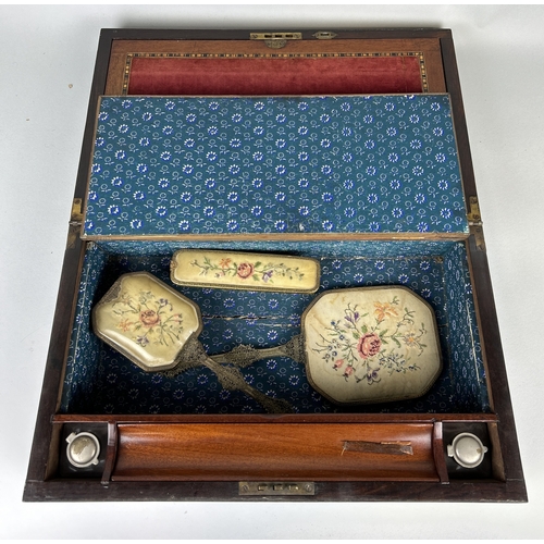 344 - AN 19TH CENTURY ROSEWOOD WRITING SLOPE WITH MARQUETRY INLAID SHIP
 
41 x 24 x 15 cm... 