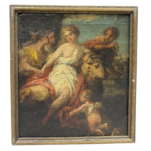 35 - 18TH CENTURY VENETIAN SCHOOL: AN OIL PAINTING ON CANVAS DEPICTING THE RAPE OF EUROPA
27cm x 24cm
Fra... 