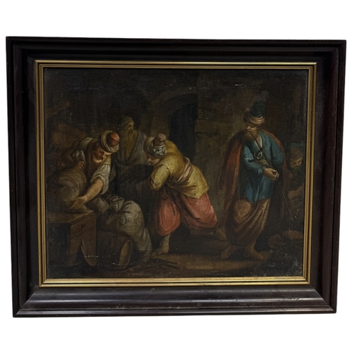 36 - MANNER OF FRANCESCO GUARDI (ITALIAN 1712-1793): AN EARLY 18TH CENTURY VENETIAN OIL PAINTING ON CANVA... 