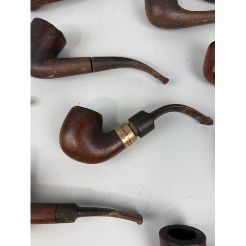 369 - A COLLECTION OF VINTAGE SMOKING PIPES TO INCLUDE SILVER MOUNTED PETERSONS