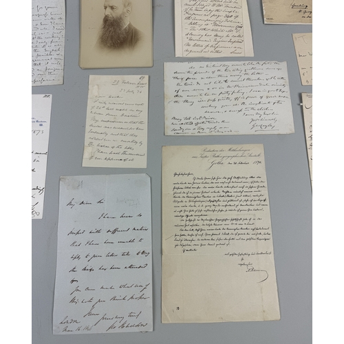 438 - A MIXED LOT OF SIGNED LETTERS BY 19TH CENTURY SCIENTISTS, TO INCLUDE OVER TEN LETTERS.