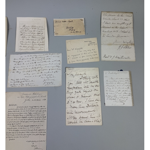 438 - A MIXED LOT OF SIGNED LETTERS BY 19TH CENTURY SCIENTISTS, TO INCLUDE OVER TEN LETTERS.