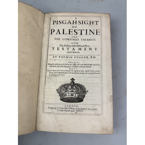 479 - THOMAS FULLER: A PISGAH SIGHT OF PALESTINE, ONE VOLUME
34cm x 22cm
Front board detached.... 