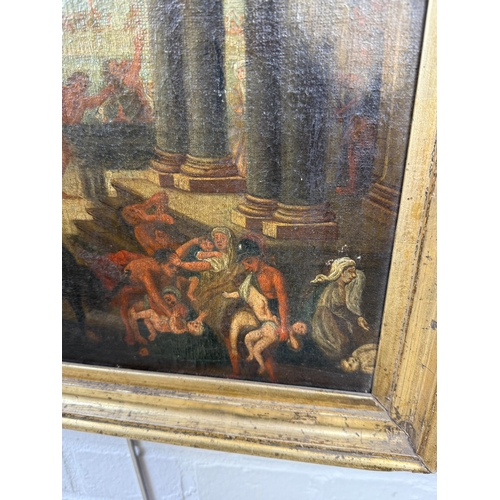 48 - 18TH CENTURY ITALIAN SCHOOL: AN OIL PAINTING ON CANVAS DEPICTING THE MASSACRE OF THE INNOCENTS
45cm ... 