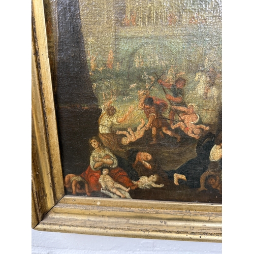 48 - 18TH CENTURY ITALIAN SCHOOL: AN OIL PAINTING ON CANVAS DEPICTING THE MASSACRE OF THE INNOCENTS
45cm ... 