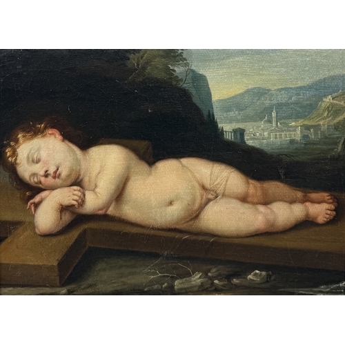 49 - MANNER OF FRANCESCO ALBANI (ITALIAN 1578-1660): AN OIL PAINTING ON CANVAS DEPICTING THE INFANT CHRIS... 