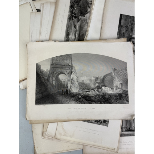 500 - A LARGE COLLECTION OF BLACK AND WHITE PRINTS TO INCLUDE HOLY LAND, W.H.BARTLETT, ALSO OLD MASTER PRI... 