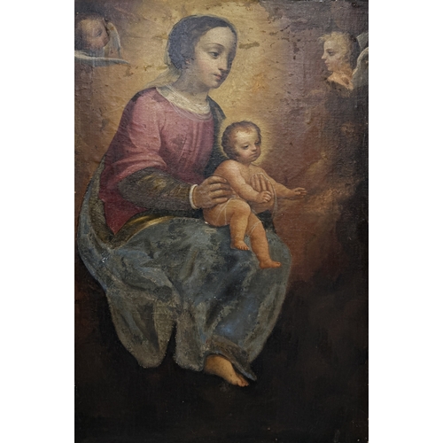 564 - OLD MASTER SCHOOL: AN OIL PAINTING ON CANVAS DEPICTING THE MADONNA AND CHILD
112cm x 73cm... 