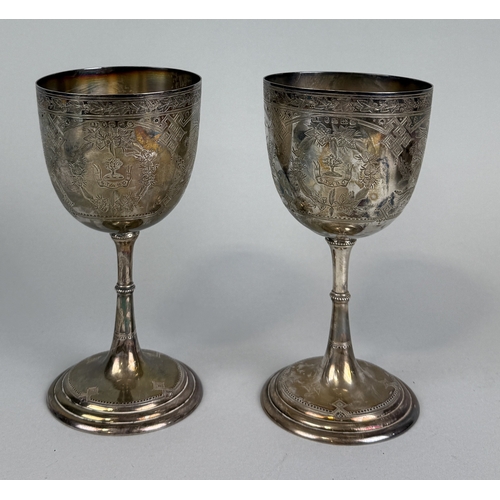 64 - A PAIR OF VICTORIAN SILVER GOBLETS
Total weight: 492gms
Makers mark 'B.B'.
17cm H... 