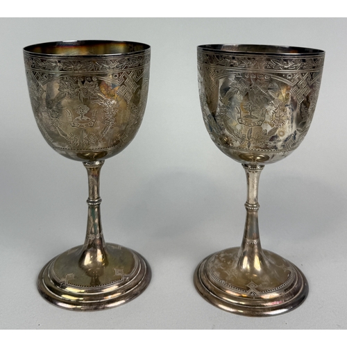 64 - A PAIR OF VICTORIAN SILVER GOBLETS
Total weight: 492gms
Makers mark 'B.B'.
17cm H... 