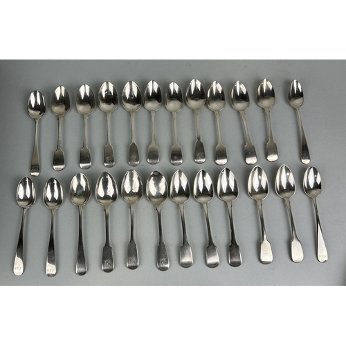 66 - A COLLECTION OF TWENTY-FOUR SILVER TEASPOONS TO INCLUDE GEORGIAN
 
Total weight: 428 gms... 