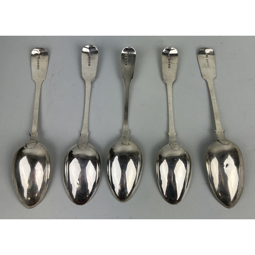 77 - A SET OF FIVE SILVER SERVING SPOONS TO INCLUDE GEORGIAN
 
Total weight: 304 gms