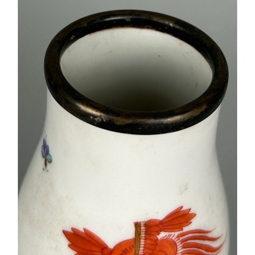 278B - A MEISSEN PORCELAIN BOTTLE VASE WITH SILVER RIM AND BASE

From the collection of Baroness Van Zuylen... 