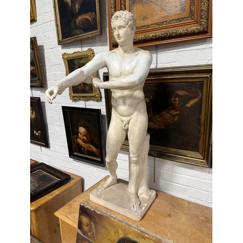 8 - A PLASTER SCULPTURE OF THE ATHLETE APOXYOMENOS AFTER THE ORIGINAL BY LYSIPPOS
105cm x 35cm x 25cm
Pr... 