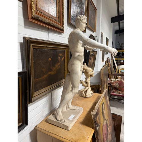 8 - A PLASTER SCULPTURE OF THE ATHLETE APOXYOMENOS AFTER THE ORIGINAL BY LYSIPPOS
105cm x 35cm x 25cm
Pr... 