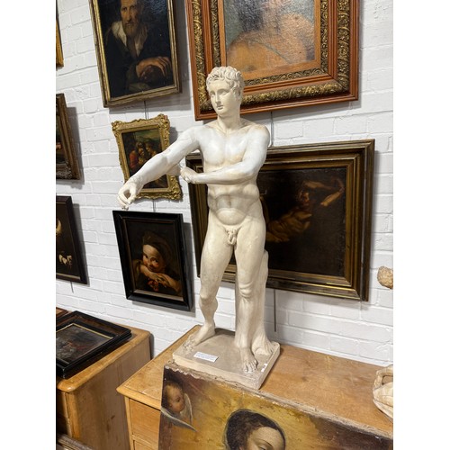 8 - A PLASTER SCULPTURE OF THE ATHLETE APOXYOMENOS AFTER THE ORIGINAL BY LYSIPPOS
105cm x 35cm x 25cm
Pr... 