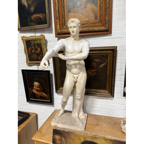 8 - A PLASTER SCULPTURE OF THE ATHLETE APOXYOMENOS AFTER THE ORIGINAL BY LYSIPPOS
105cm x 35cm x 25cm
Pr... 