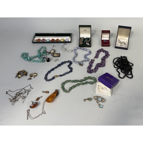 172I - A LARGE COLLECTION OF JEWELLERY TO INCLUDE SILVER, AMBER (QTY