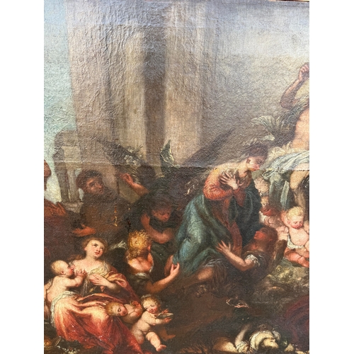 1 - ANDREA CELESTI (VENETIAN 1637-1712): A MONUMENTAL OIL PAINTING ON CANVAS DEPICTING THE VIRGIN AND SA... 