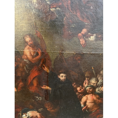 1 - ANDREA CELESTI (VENETIAN 1637-1712): A MONUMENTAL OIL PAINTING ON CANVAS DEPICTING THE VIRGIN AND SA... 