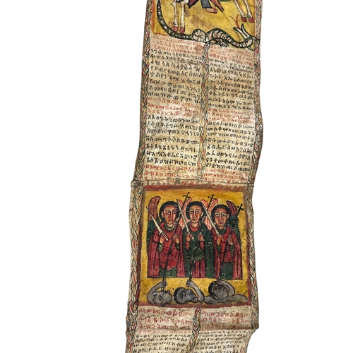 108 - AN ETHIOPIAN PAINTED VELLUM SCROLL
217cm x 26cm