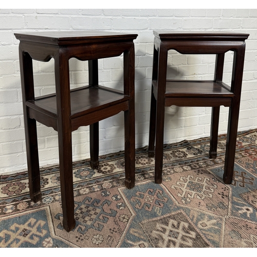 111 - A PAIR OF EARLY 20TH CENTURY CHINESE WOODEN TABLES
76cm x 40cm x 30cm