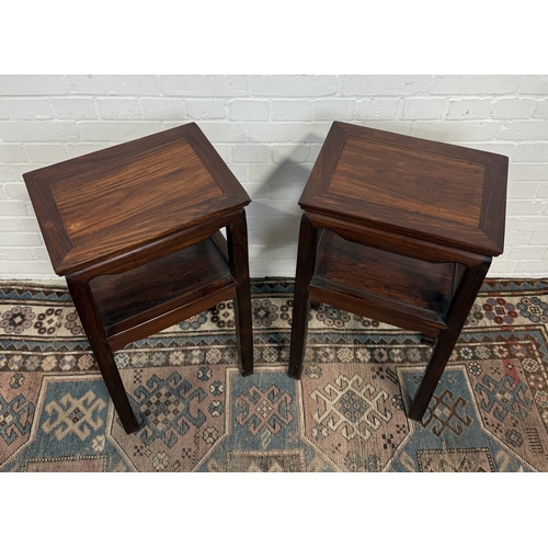 111 - A PAIR OF EARLY 20TH CENTURY CHINESE WOODEN TABLES
76cm x 40cm x 30cm