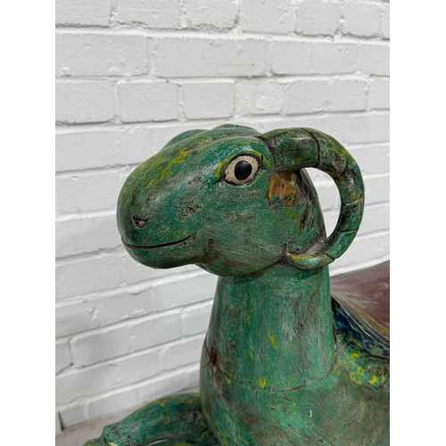 180 - A CHINESE GREEN PAINTED ROCKING HORSE IN THE FORM OF A RAM