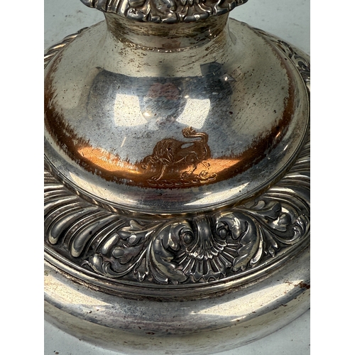 191 - A 19TH CENTURY SHEFFIELD SILVER PLATED CANDLESTICK
65cm H