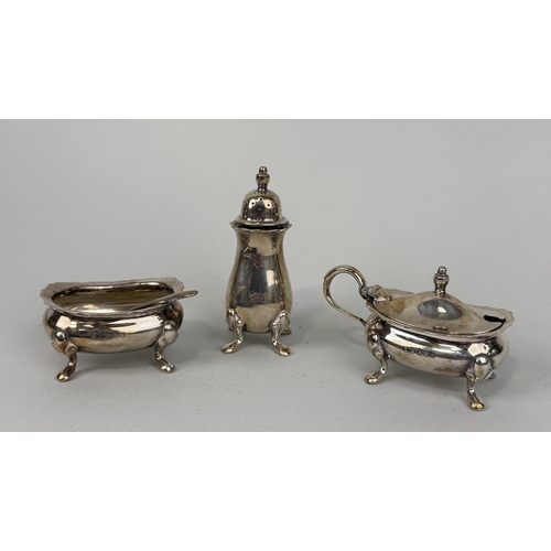 206 - TWO SILVER SALTS ALONG WITH A SHAKER
Total weight: 141gms