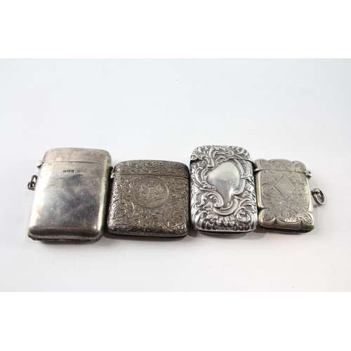 222 - A GROUP OF FOUR ANTIQUE .925 STERLING SILVER VESTA/MATCH CASES INCLUDING EDWARDIAN
Weight: 117gms... 