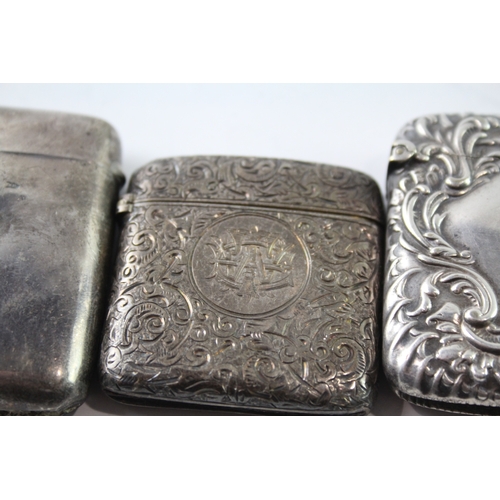 222 - A GROUP OF FOUR ANTIQUE .925 STERLING SILVER VESTA/MATCH CASES INCLUDING EDWARDIAN
Weight: 117gms... 