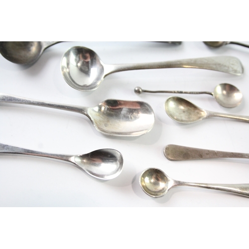 229 - A GROUP OF TWELVE ANTIQUE STERLING SILVER CONDIMENT SPOONS TO INCLUDE GEORGIAN
Weight: 80gms... 