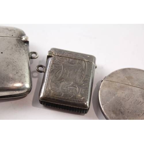 267 - THREE .925 STERLING SILVER VESTA MATCH CASES
Weight: 92gms 