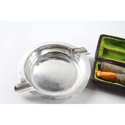 271 - SEVEN .925 STERLING SILVER TOBACCIANA INCLUDING ASHTRAY AND MATCHBOX COVERS
Weight: 94gms... 