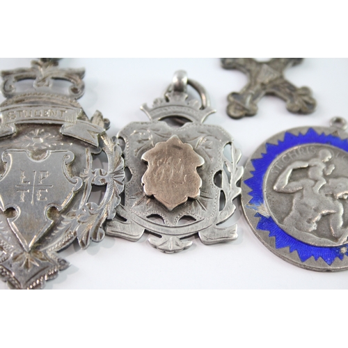 276 - FIVE ANTIQUE VINTAGE HALLMARKED .925 STERLING SILVER MEDALLIONS
Weight: 50gms