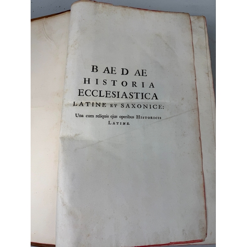 291 - BEDE: HISTORIAE ECCLESIASTICAE GENTIS ANGLORUM, BROWN LEATHER BOUND
40cm x 26cm
Front board detached... 