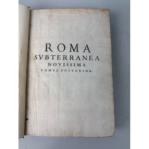 293 - PAOLO ARINGHI: ROMA SUBTERRANAE NOVISSIMA, BROWN LEATHER BOUND
Complete with engraved plates.
41cm x... 