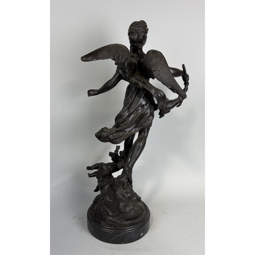 298 - A BRONZE SCULPTURE OF FORTUNA
58cm H
Mounted on marble base 63cm H
Signed and stamped.... 