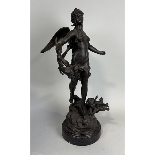 298 - A BRONZE SCULPTURE OF FORTUNA
58cm H
Mounted on marble base 63cm H
Signed and stamped.... 