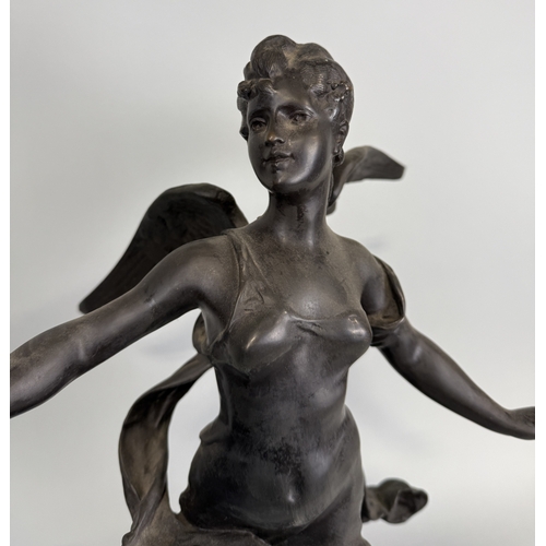 298 - A BRONZE SCULPTURE OF FORTUNA
58cm H
Mounted on marble base 63cm H
Signed and stamped.... 