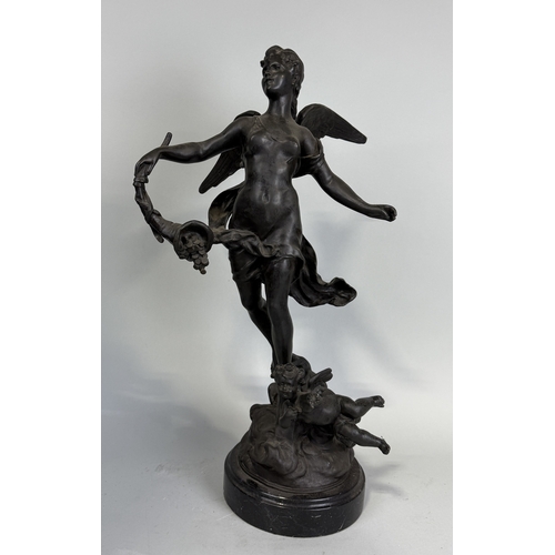 298 - A BRONZE SCULPTURE OF FORTUNA
58cm H
Mounted on marble base 63cm H
Signed and stamped.... 