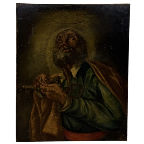 31 - MANNER OF GIOVANNI BATTISTA PIAZETTA (VENETIAN 1682-1754): AN OIL PAINTING ON CANVAS DEPICTING SAINT... 