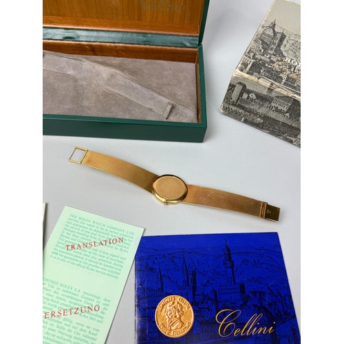 317A - A VINTAGE 18CT GOLD GENTLEMAN'S CELLINI ROLEX IN ORIGINAL BOX WITH PAPERS
Weight: 84.1gms... 