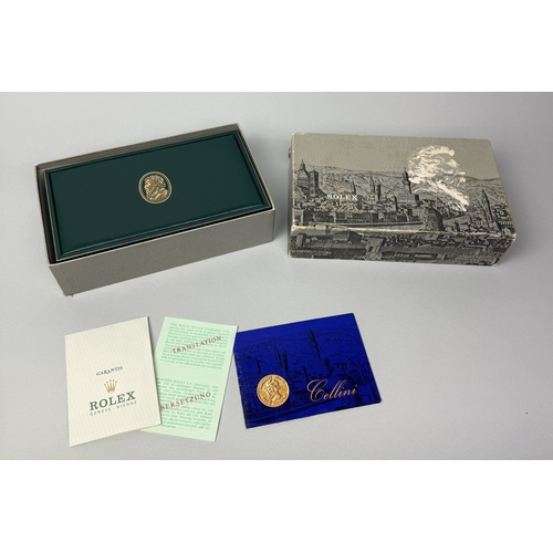 317A - A VINTAGE 18CT GOLD GENTLEMAN'S CELLINI ROLEX IN ORIGINAL BOX WITH PAPERS
Weight: 84.1gms... 