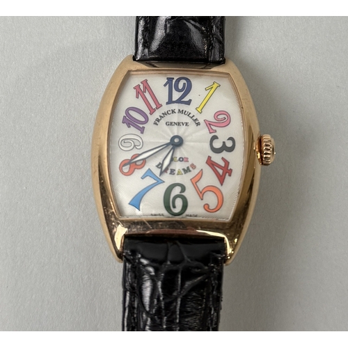 317 - FRANK MULLER GENEVE, AN 18CT GOLD WRISTWATCH WITH ENAMEL DIAL
 