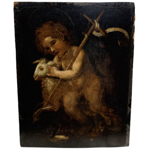 33 - ITALIAN SCHOOL, LATE 17TH CENTURY DEPICTING JOHN THE BAPTIST WITH A GOAT
68cm x 50cm