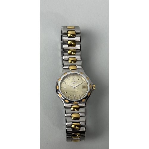 335 - A LONGINES LADIES STAINLESS STEEL WRISTWATCH